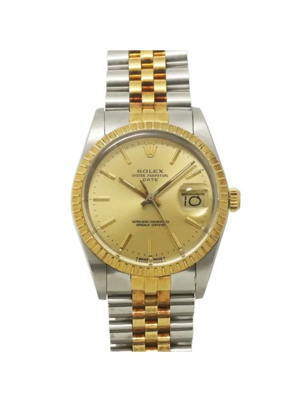 Rolex Oyster Perpetual Date Number Watch 18k Yellow Gold Automatic
